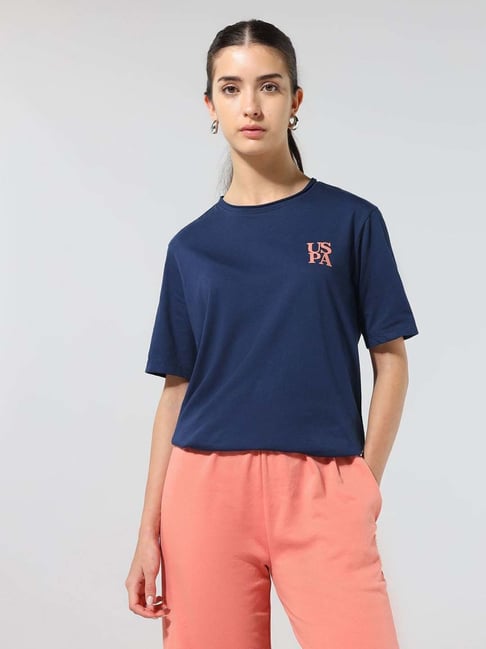 U.S. Polo Assn. Navy Blue Cotton Relaxed Fit Logo Printed T-Shirt-picture-14
