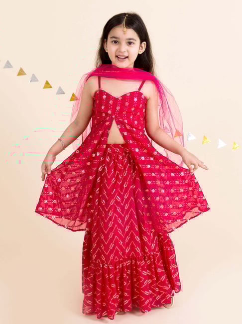 Pspeaches Girls Magenta Regular Fit Sequence Lehenga Choli-picture-36