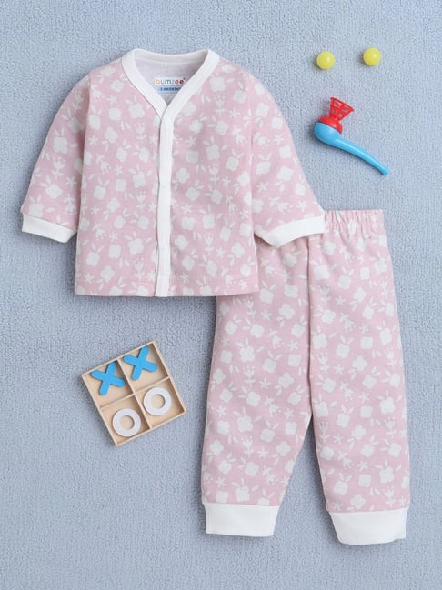 Bumzee Girls Pink Cotton Printed Regular Fit Clothing Sets