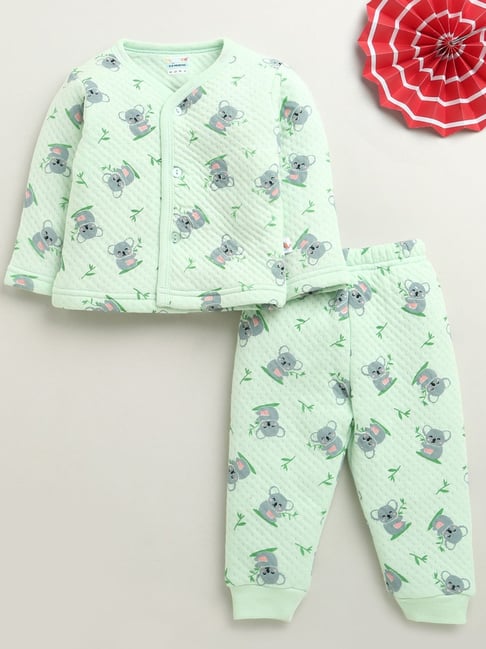 Bumzee Girls Green Printed Regular Fit Clothing Sets