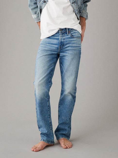 American Eagle Blue Cotton Regular Fit Jeans
