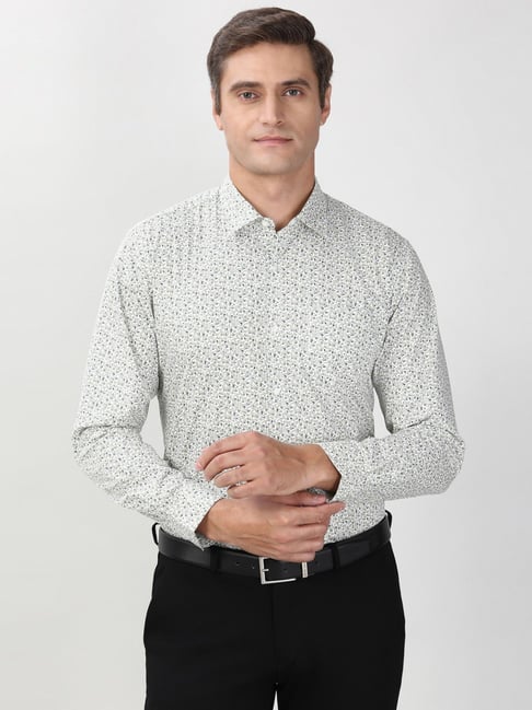 Peter England White Cotton Regular Fit Printed Shirt-picture-21