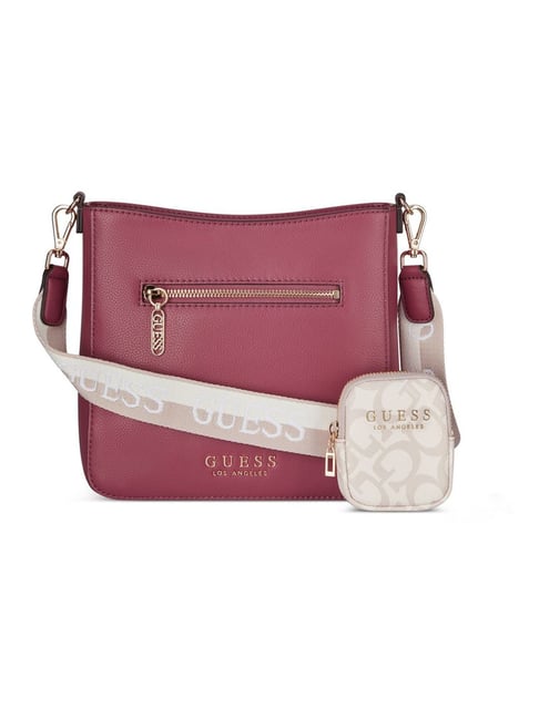 Guess Raspberry Textured Cross Body Bag with Pouch