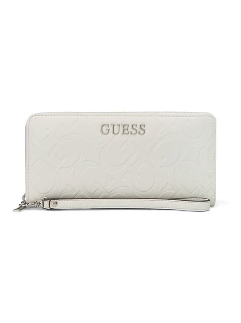 Guess Cream Typography Zip Around Wallet