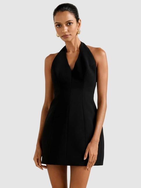 Riley Petite Structured Halter Mini Dress