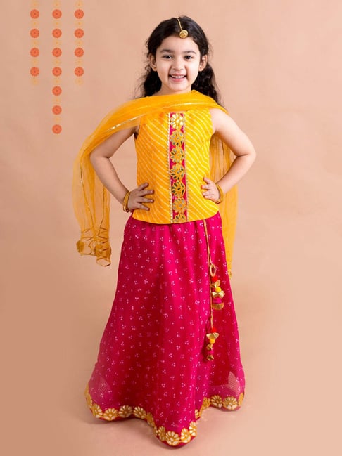Pspeaches Girls Magenta Regular Fit Printed Lehenga Choli-picture-13