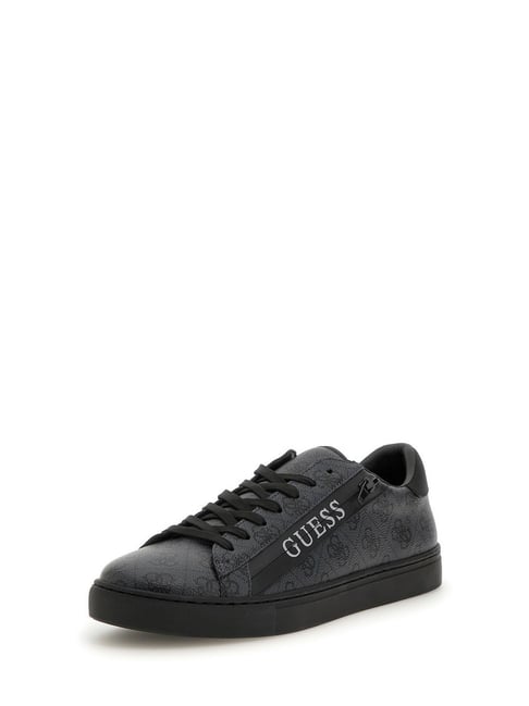 Guess Men Black Printed Lace-up Sneakers