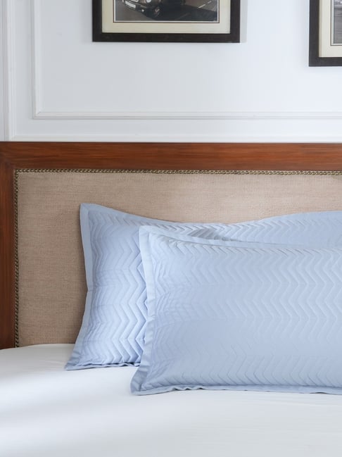 Maspar Cotton Solid Blue Set of 2 Pillow Sham Set