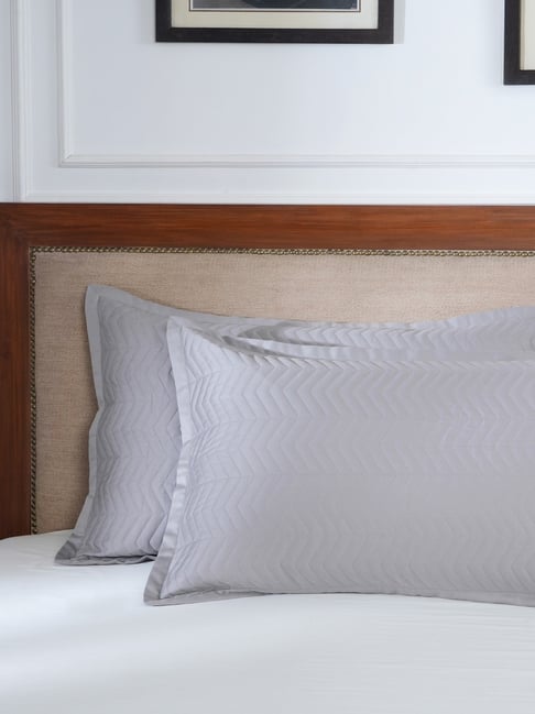 Maspar Cotton Solid Grey Set of 2 Pillow Sham Set