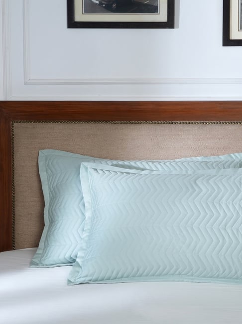 Maspar Cotton Solid Blue Set of 2 Pillow Sham Set