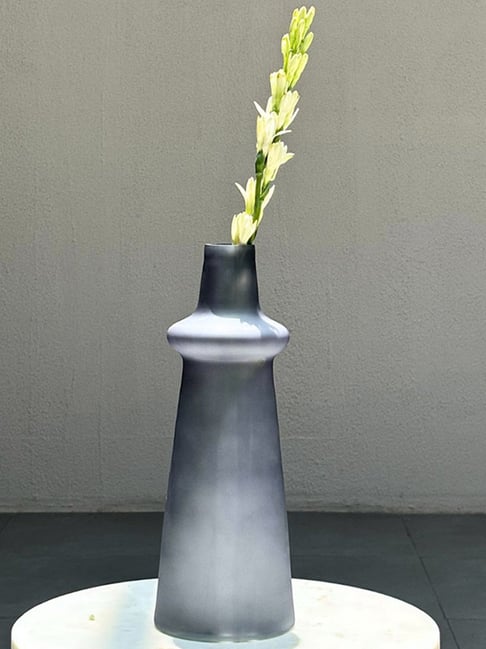 Muun Home Ripple & Ridge Slate Grey Glass Vase - Set of 2