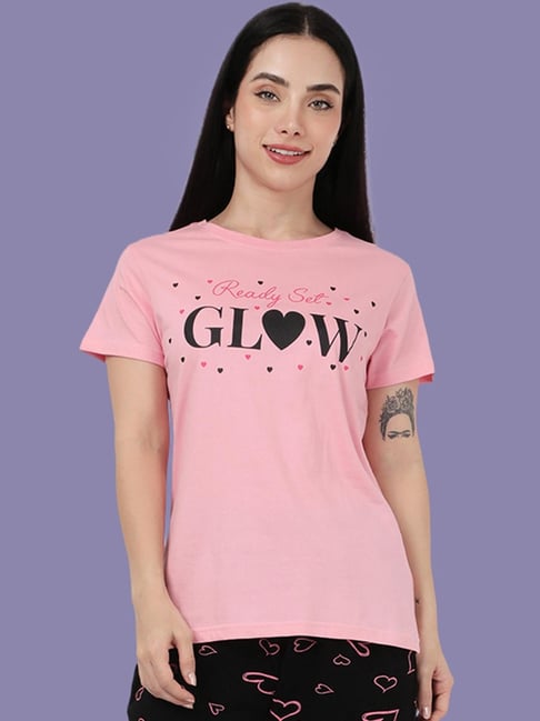 Kryptic Baby Pink Printed Lounge T-Shirt-picture-18