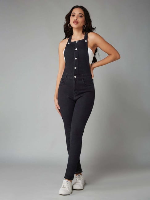 Dolce Crudo Black Skinny Fit Dungaree-picture-39