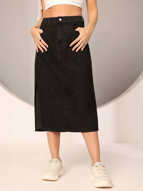 Dolce Crudo Black Straight Fit Skirt-picture-24