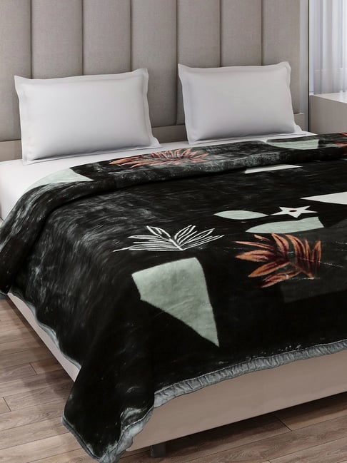 Monte Carlo Bottle Green Polyester Printed Double Bed Winter Blanket Moon Valley 2 Ply Box Pack