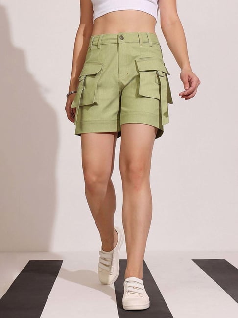 Dolce Crudo Green Flared Fit Shorts-picture-41
