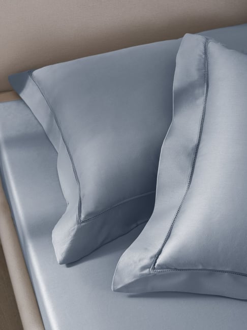 Sansaar Grey Cotton Plain Pillow Cover - Set of 2