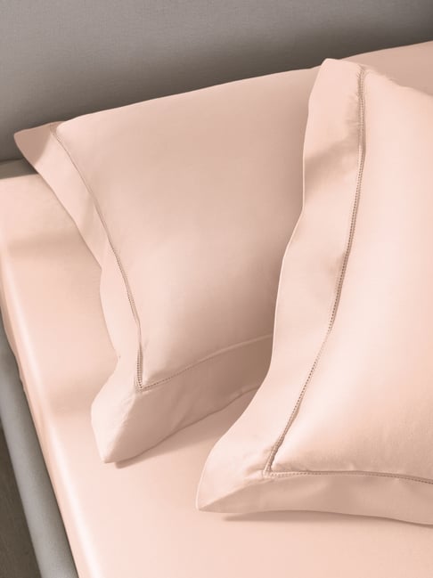 Sansaar Pink Cotton Plain Pillow Cover - Set of 2