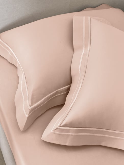 Sansaar Pink Cotton Geometric Pillow Cover - Set of 2