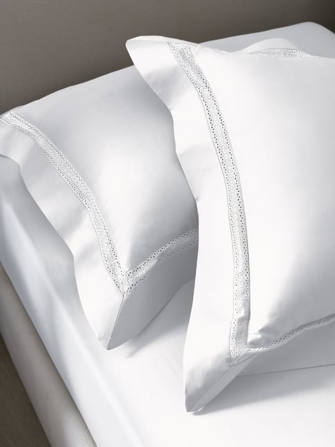 Sansaar White Cotton Geometric Pillow Cover - Set of 2