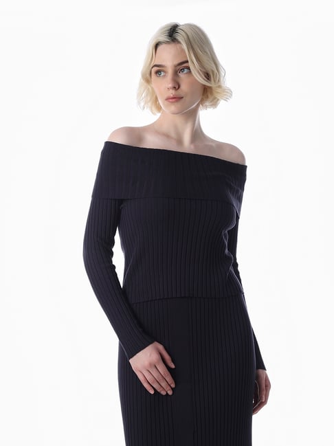 Only Black Viscose Striped Pullover-picture-19