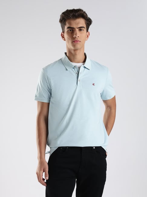 Calvin Klein Jeans Blue Cotton Regular Fit Polo T-Shirt-picture-45