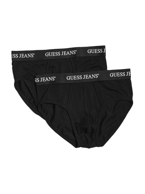 Guess Jeans Stretch Jersy Black Mid Rise Brief - Pack of 2