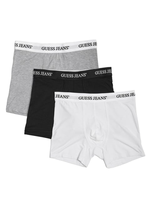 Guess Jeans Stretch Jersy Multicolour Mid Rise Boxer Brief - Pack of 3