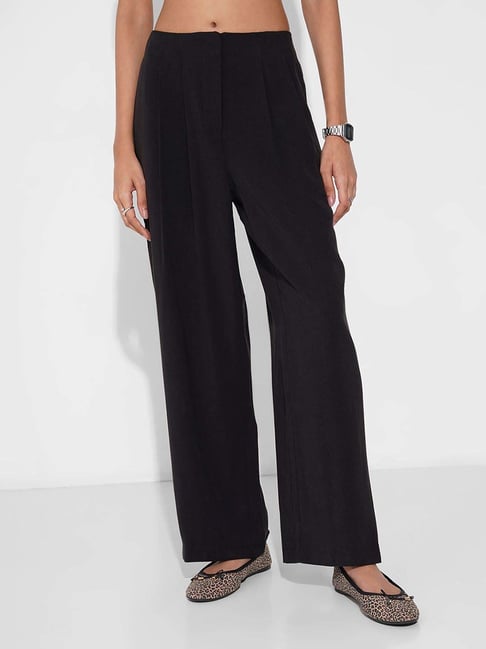 Honey By Pantaloons Jet Black Flared Fit Trousers