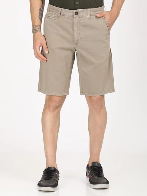 Indian Terrain Stone Cotton Blend Solid Shorts