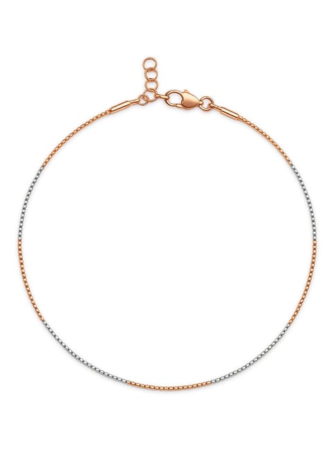 Zavya 925 Sterling Silver Sleek Dual Tone Twist Rose Gold and Rhodium Plated Anklet for Women-picture-36