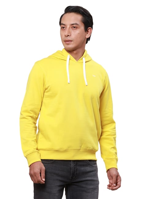 Park Avenue Yellow Slim Fit Hooded Sweatshirt-picture-26