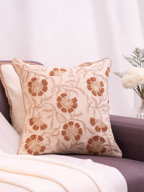 Haus & Kinder Vintage Vines Natural Cotton Embroidered Cushion Cover-picture-10