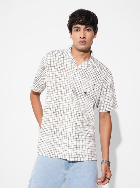 Sf Jeans By Pantaloons Off White Relaxed Fit Checks Shirt-picture-24