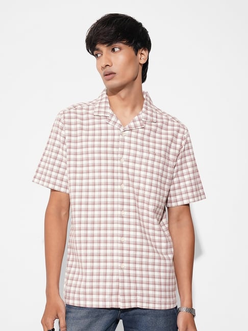 Sf Jeans By Pantaloons Off White Relaxed Fit Checks Shirt-picture-20