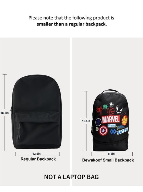 Bewakoof Black Ultimate Marvel Printed Small Backpack