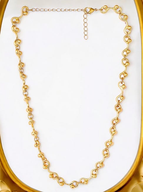 OOMPH Gold Tone Thick Interwoven Link Chain Choker Necklace