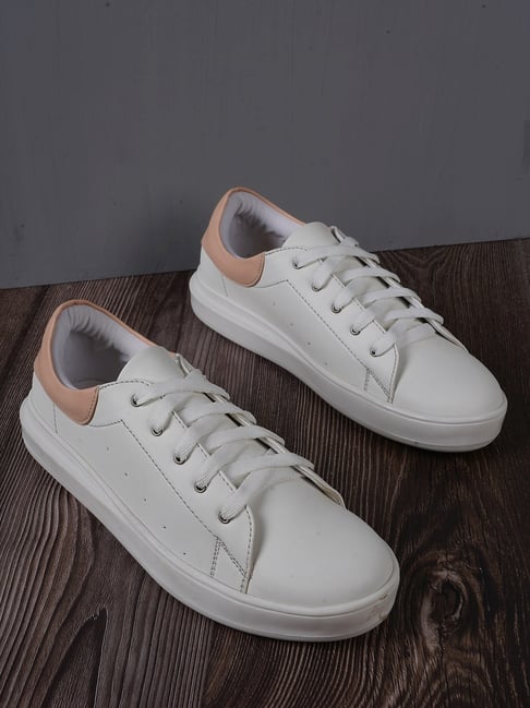 Buy Carlton London Women's White Peach Sneakers at Best Price