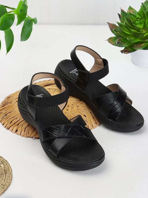 Carlton London Women's Black Sling Back Sandals