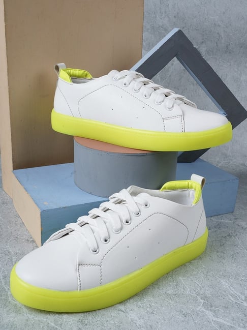 Carlton London Women's White Neon Sneakers