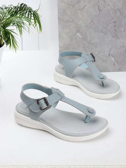 Carlton London Women's Sky Blue Ankle Strap Sandals-picture-34