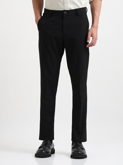Arrow New York Black Regular Fit Trousers