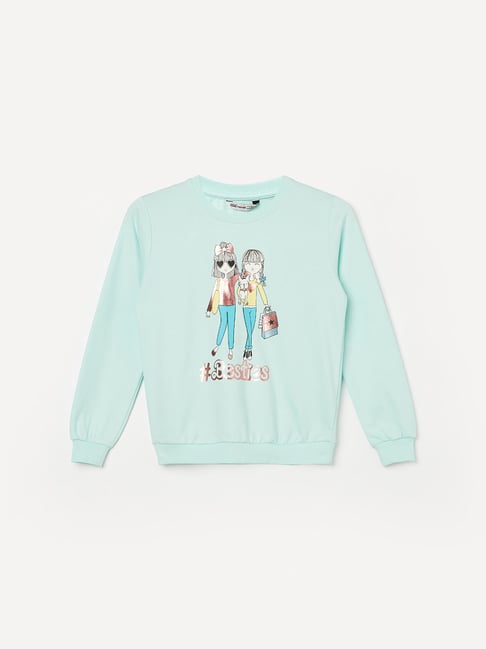 Fame Forever by Lifestyle Girls Blue Cotton Printed Sweatshirt