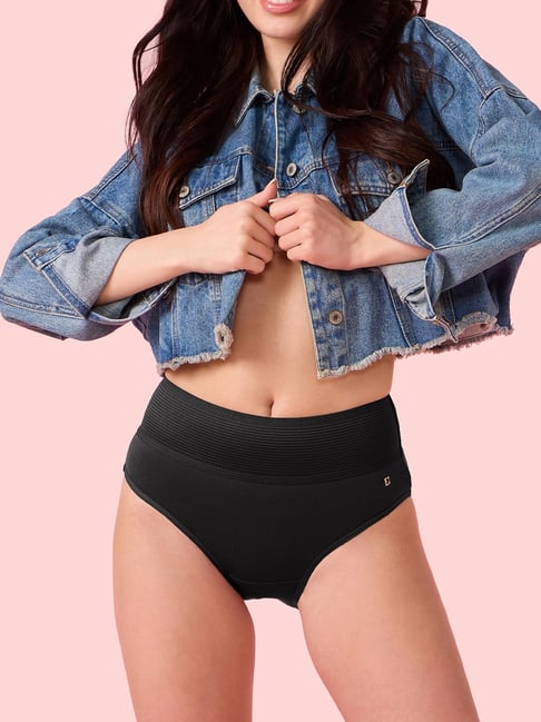 Enamor Jet Black Cotton Solid Brief Panty-picture-10