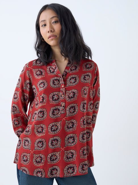 Utsa by Westside Red Botanical Printed Tunic-picture-34