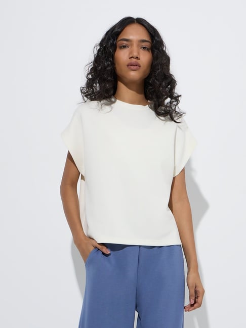 LOV by Westside Off-White Solid T-Shirt-picture-20