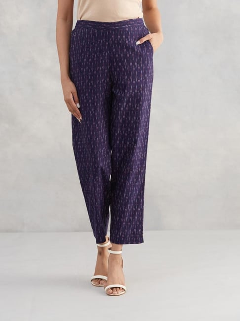 Fabindia Navy Cotton Casual Tapered Pant-picture-28