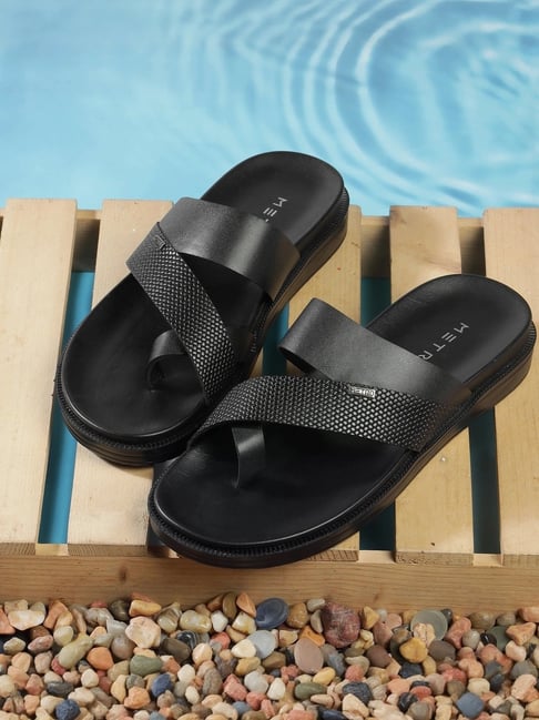 Metro Men's Black Toe Ring Sandals