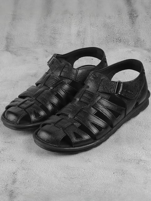 Metro Men's Black Ankle Strap Sandals