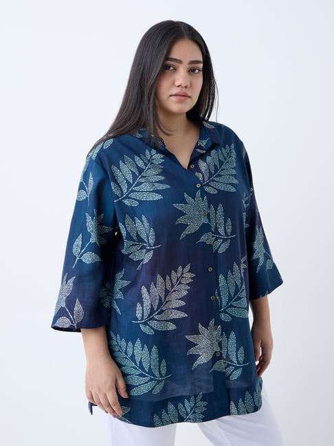 Diza by Westside Indigo Leaf Design Ethnic Tunic-picture-43